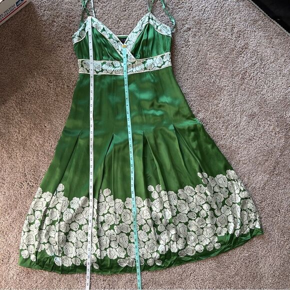 Ted Baker London Green White Floral Babydoll Libbie Silk Slip Dress Size 2 - Picture 10 of 11